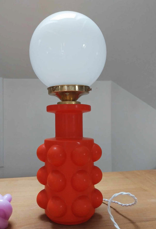 Lampe à Poser Bubble - Vase Dolomite et globe Opale - Pièce Unique -