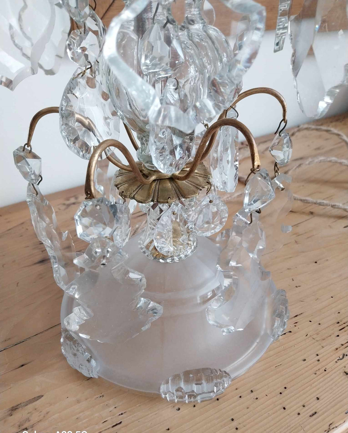 "MARIE ANTOINETTE", lampe à poser façon girandole, abat-jour chanvre. Pièce unique.