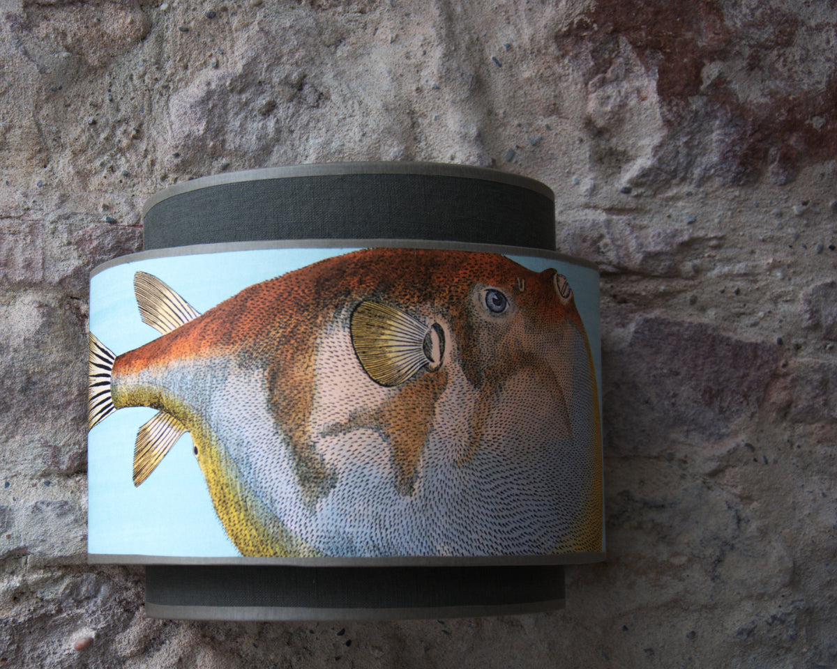 Paire d'appliques murales doubles "Acquario Blue" Cole and Son et lin taupe.