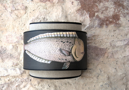 Paire d'appliques murales doubles "Acquario Black" Cole and Son et lin brut .