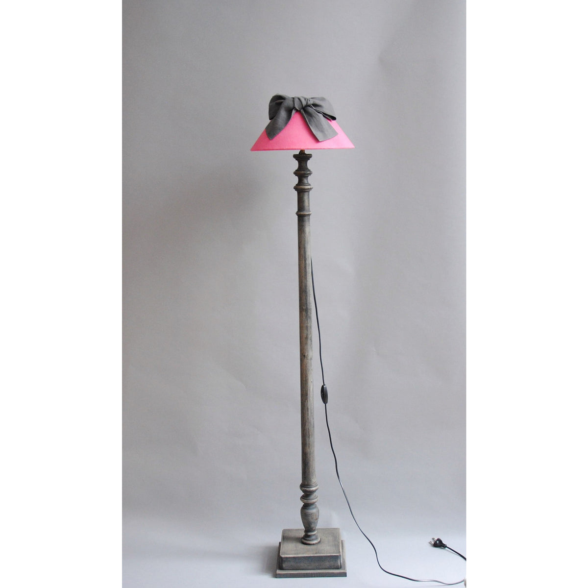 Lampe de Plancher Vintage, Lampe de Sol Verticale Abat-Jour Rose framboise Romantique, Lampe sur Pied Bois, Lampadaire Lampe Lecture Salon