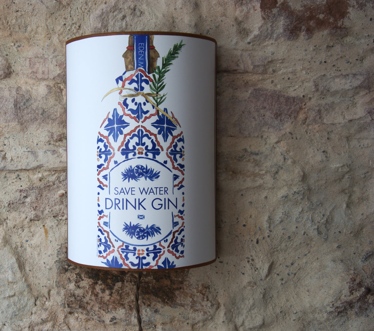 Applique demi-cylindrique "Drink gin" , affiche originale .