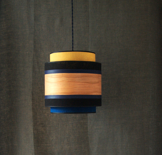 Suspension triple "Denpasar" lin, merisier. Pièce unique.