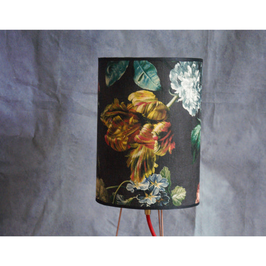 Lampe à poser abat-jour papier "Birds in Springtime"de Eijffinger sur polyphane doré.