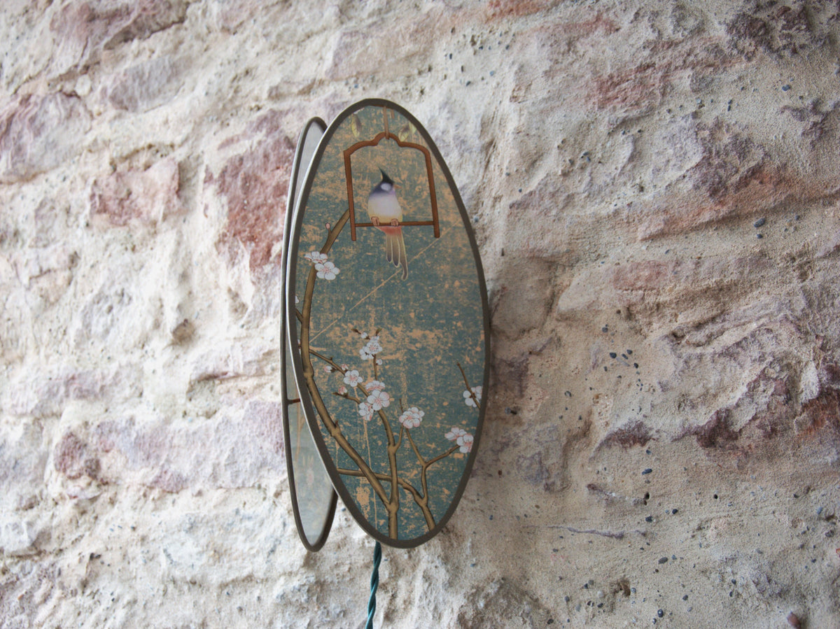 Applique double ovale "birds and trees" .