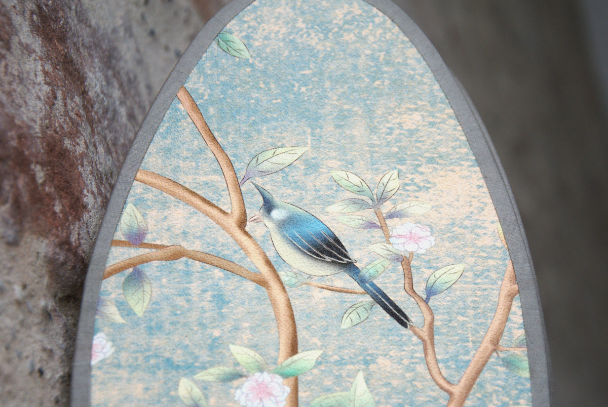 Applique double ovale "birds and trees" .
