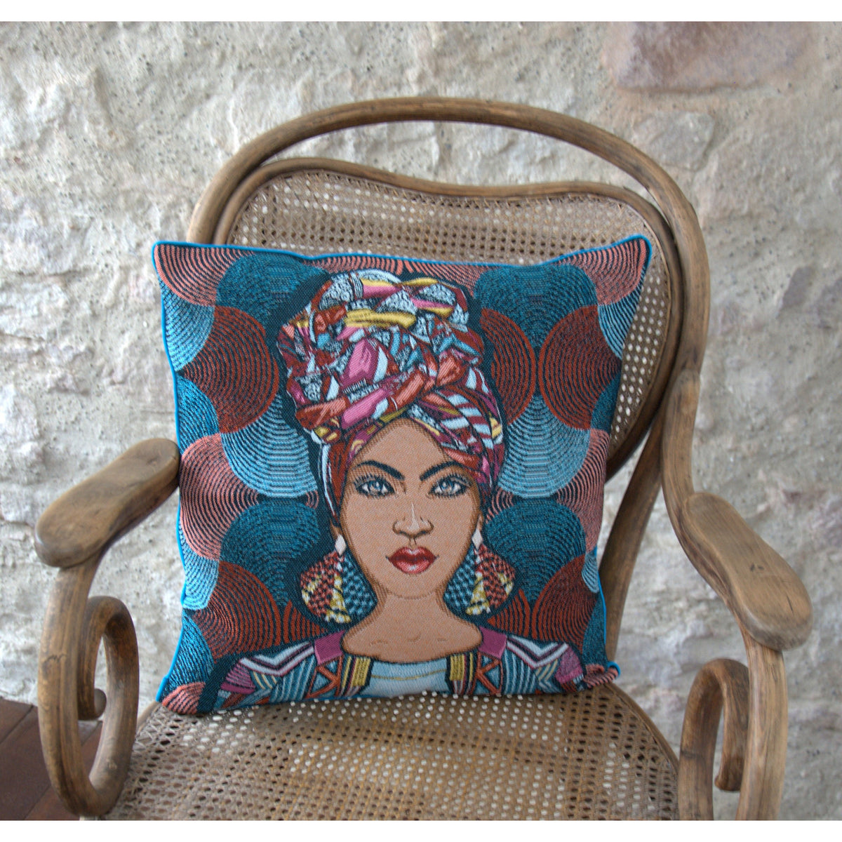 Coussin décoratif carré jacquard français Sakina