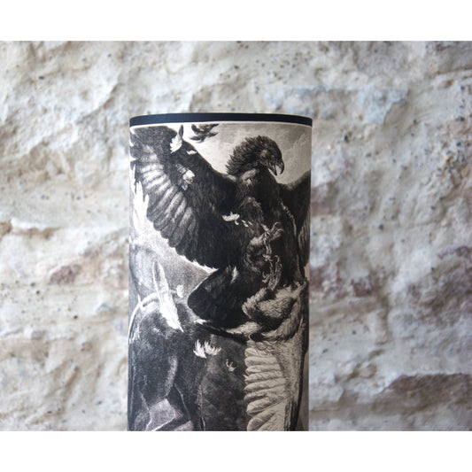 Lampe à poser abat-jour" Duel dans les montagnes" estampe 1800.