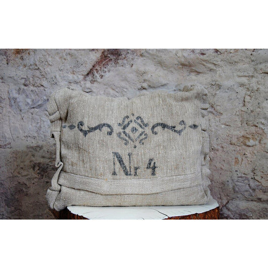 Coussin Décoratif Sac à Grain Allemand en chanvre, Housse de Coussin à volants Canapé Vintage Farmhouse, coussin estampillé chanvre