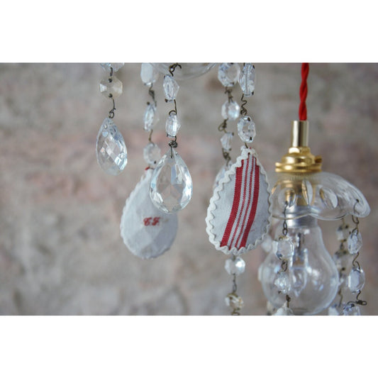 Cyrstal and Monogram Light Suspension Fixture, Unique Modern Handmade Wall Light Fixture, Unique Handmade Modern Industrial Lighting