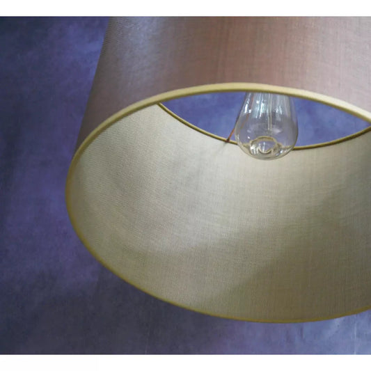 Suspension abat-jour cylindrique double face 100% raphia chocolat et vert olive. - Letempsdesbelleschoses