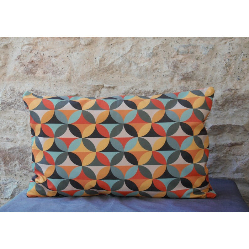 Coussin décoratif velours géométrique 60's.