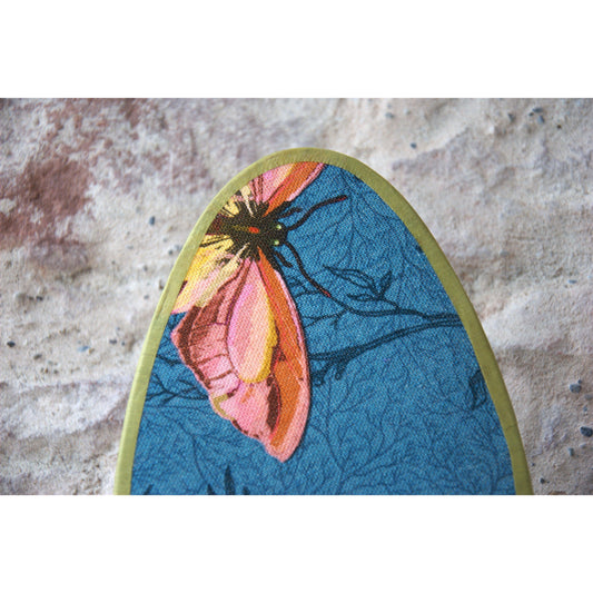 Applique ovale enfants, tissu lin, papillons et coccinelle. - Letempsdesbelleschoses