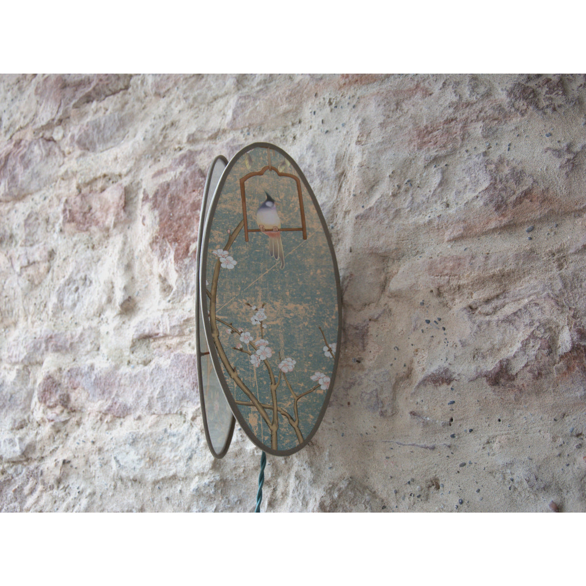 Applique ovale papillon papier peint chinoiseries