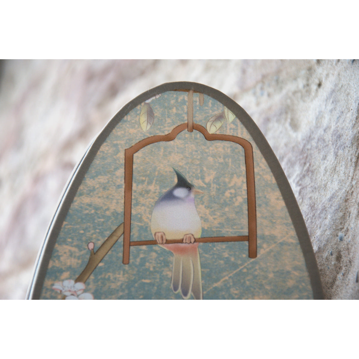 Applique ovale papillon papier peint chinoiseries