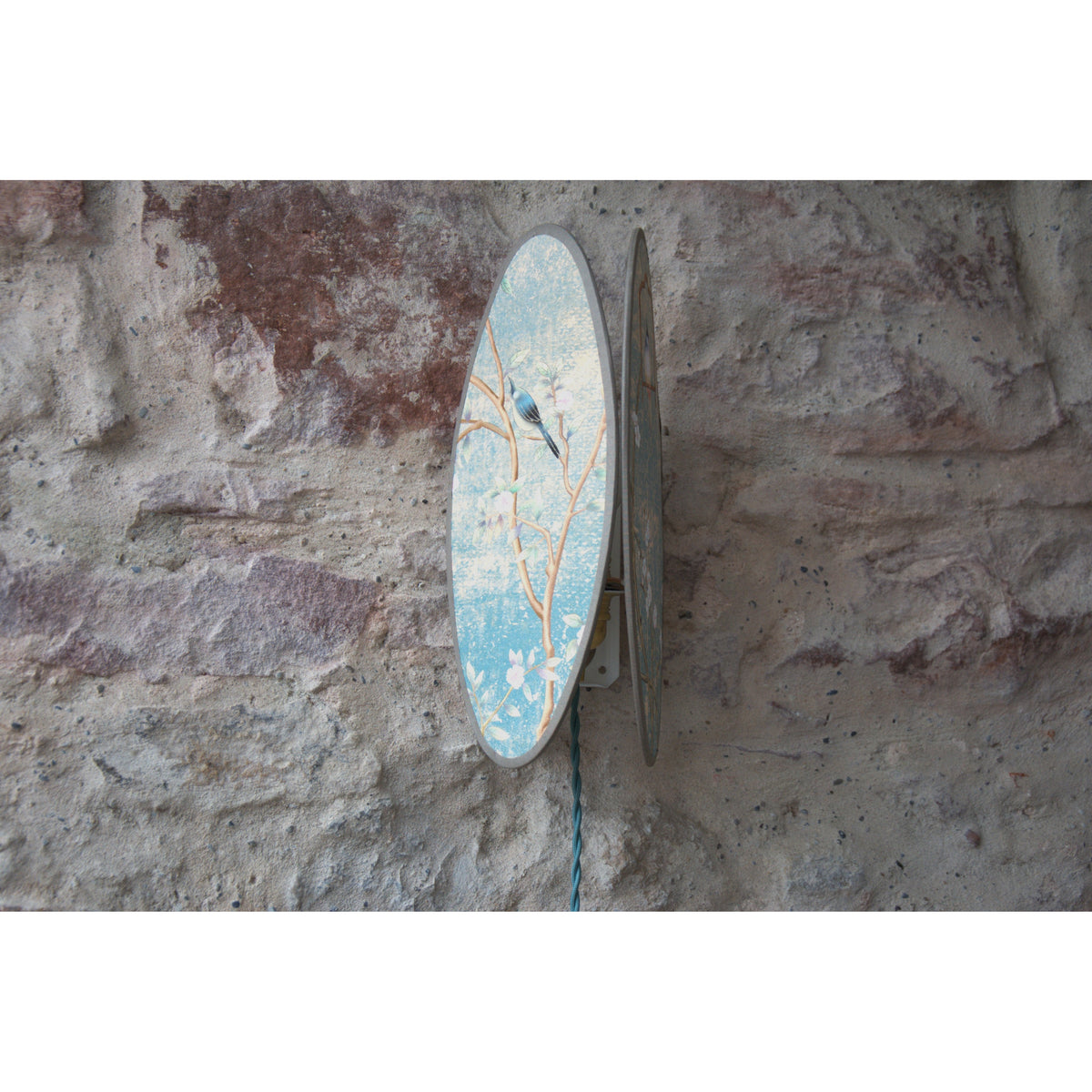 Applique ovale papillon papier peint chinoiseries