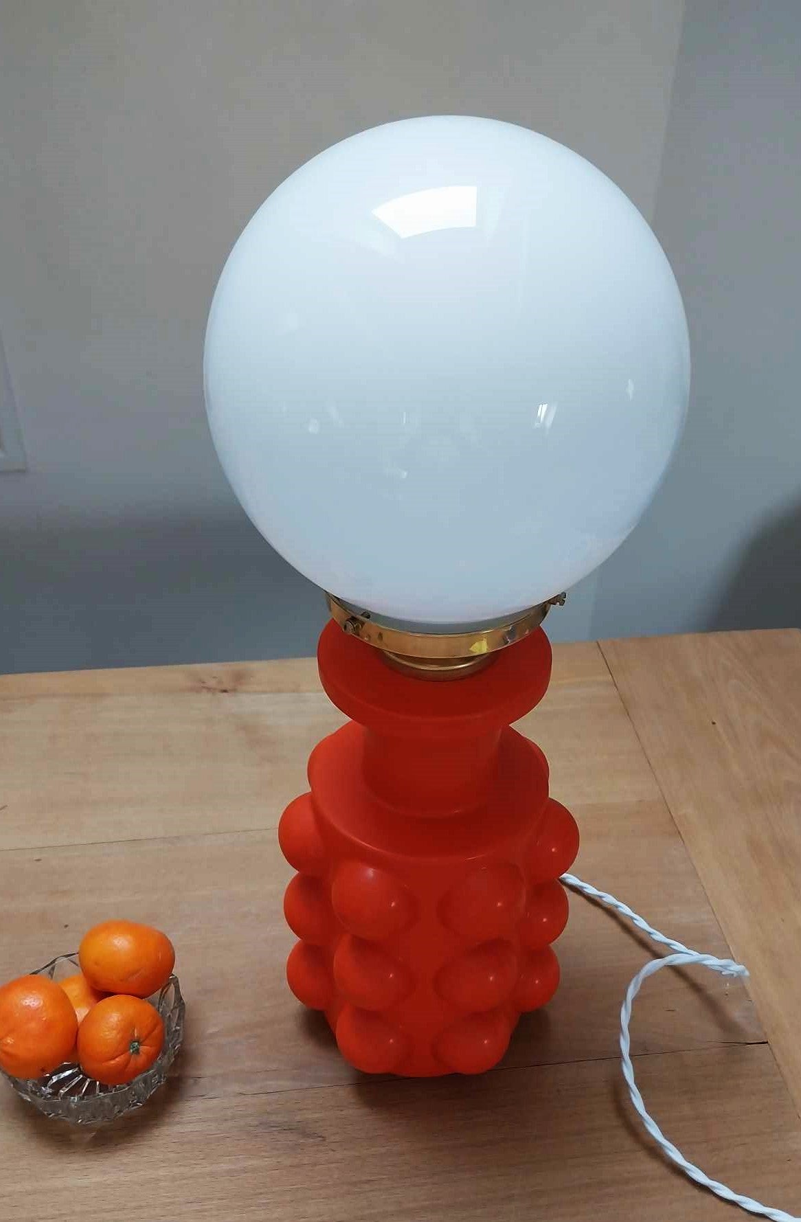 Lampe à Poser Bubble - Vase Dolomite et globe Opale - Pièce Unique -