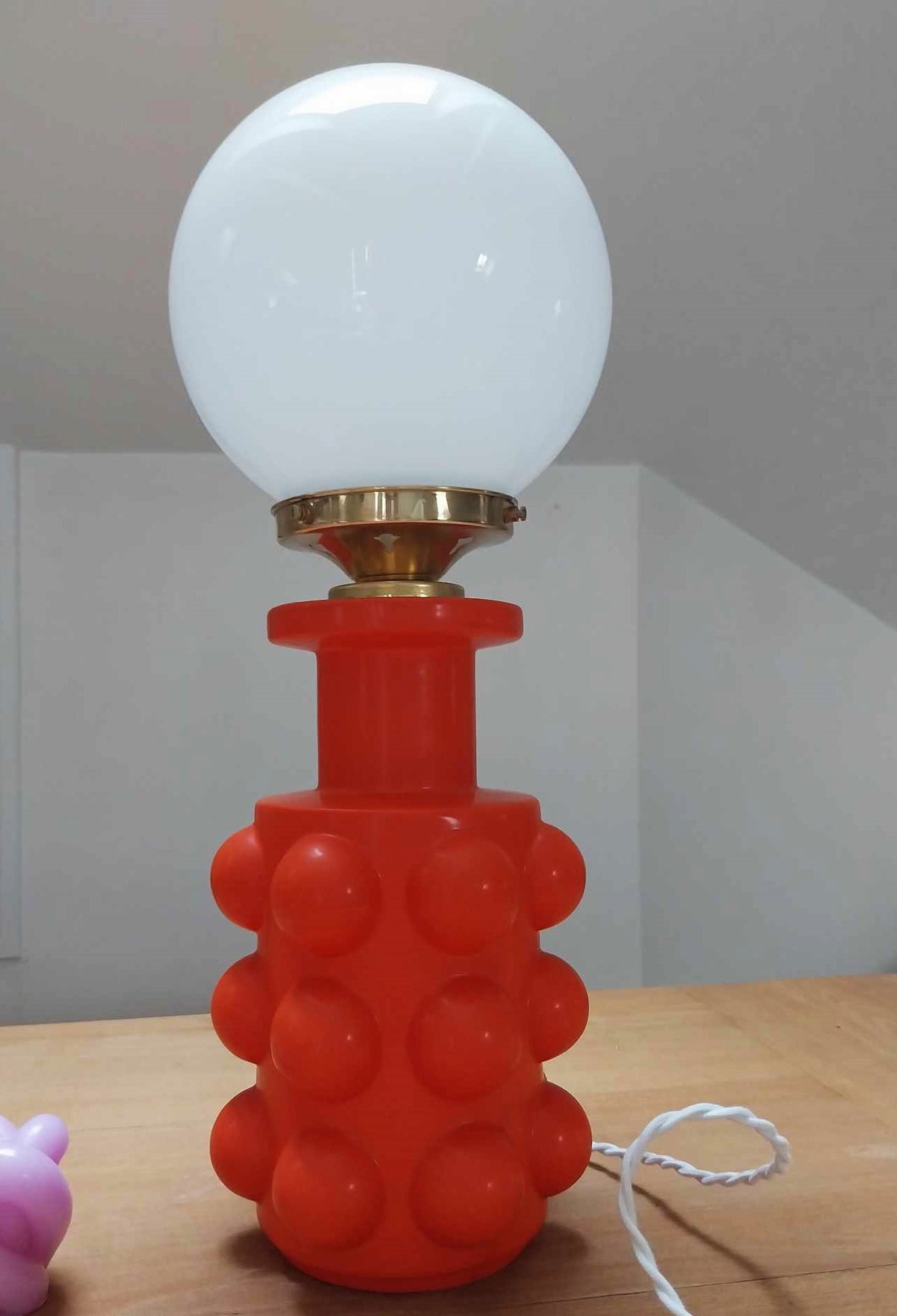 Lampe à Poser Bubble - Vase Dolomite et globe Opale - Pièce Unique -