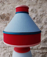 Lampe à poser vase céramique , abat-jour lanterne lin. Pièce unique.