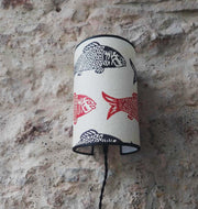 Applique murale tube papier lokta poissons.