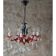Mondrian suspension and pendants, Antique Multicolor Blue Red and Yellow Chandelier, Vintage French Chandelier, Unique lighting creation