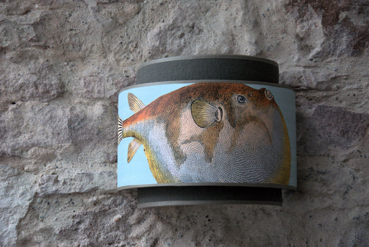 Paire d'appliques murales doubles "Acquario Blue" Cole and Son et lin taupe.