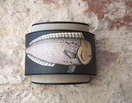Paire d'appliques murales doubles "Acquario Black" Cole and Son et lin brut .