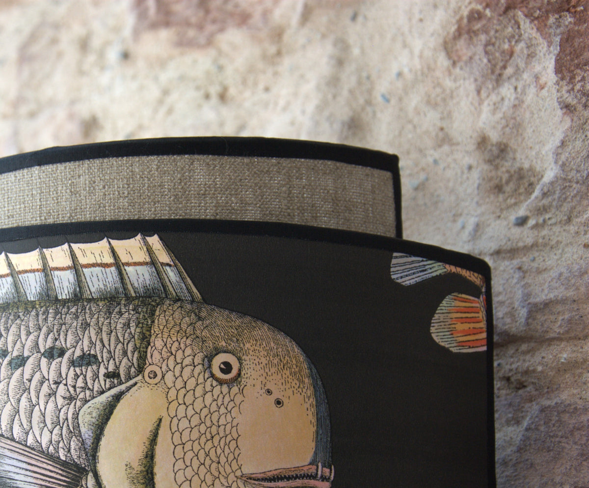 Paire d'appliques murales doubles "Acquario Black" Cole and Son et lin brut .