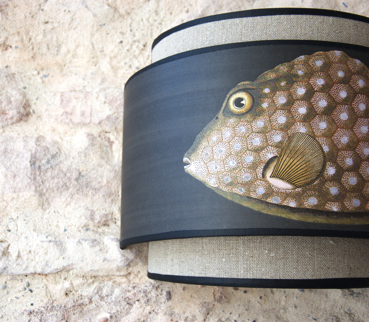 Paire d'appliques murales doubles "Acquario Black" Cole and Son et lin brut .