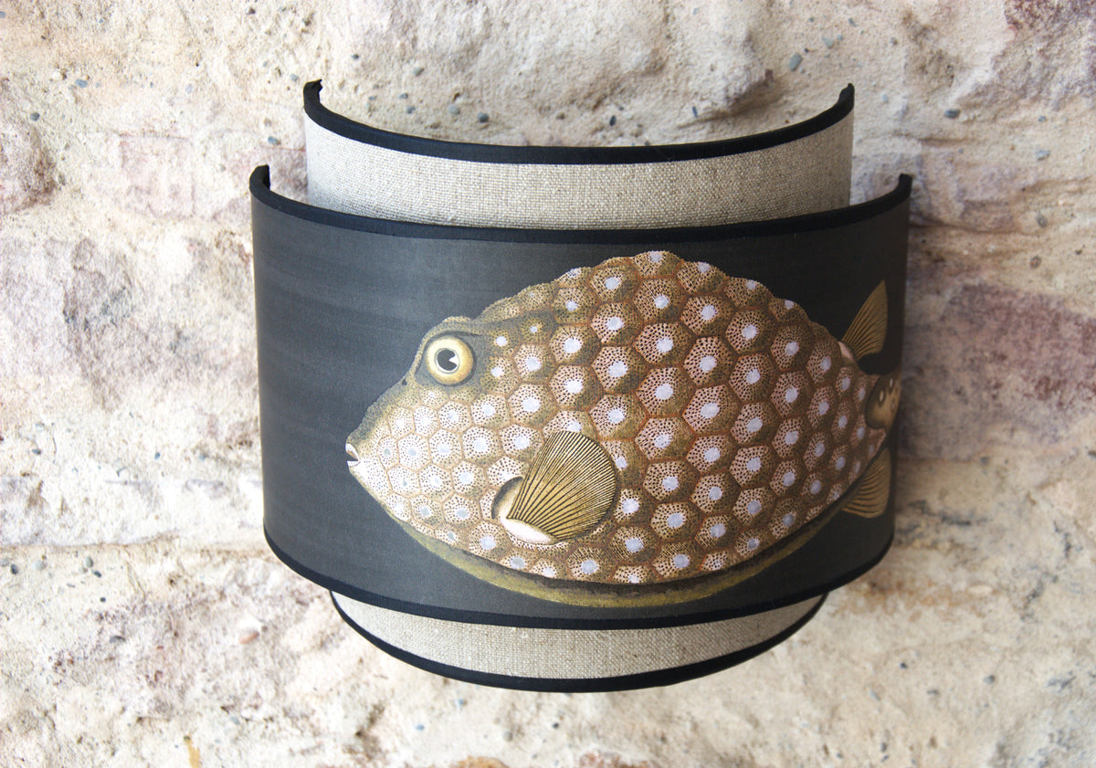 Paire d'appliques murales doubles "Acquario Black" Cole and Son et lin brut .