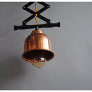 Lampe suspension ciseaux industrielle acier et cuivre.