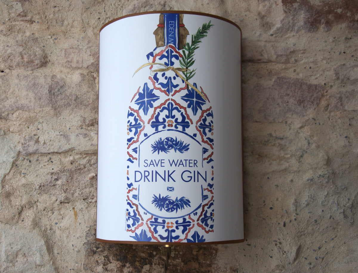 Applique demi-cylindrique "Drink gin" , affiche originale .
