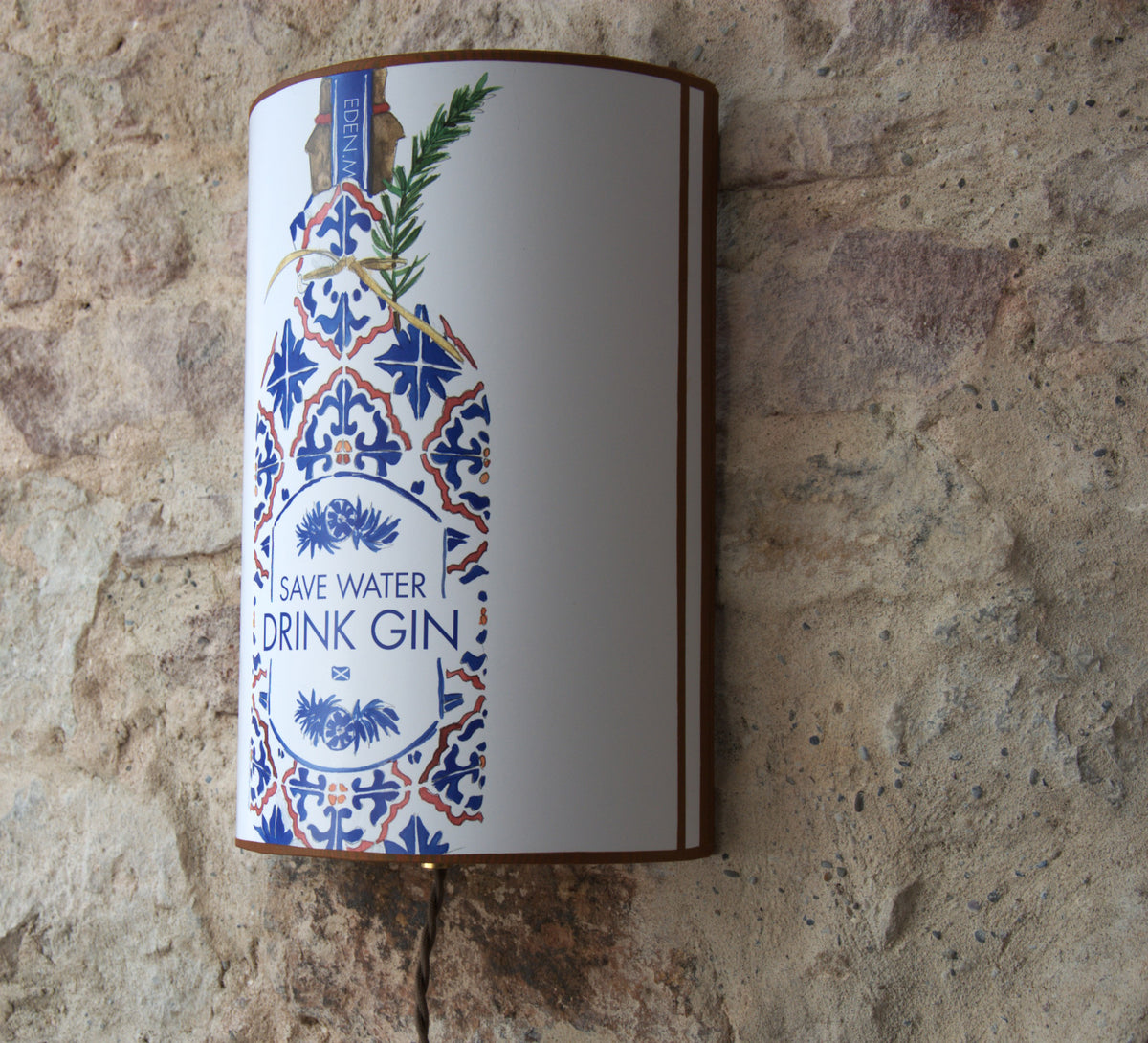 Applique demi-cylindrique "Drink gin" , affiche originale .