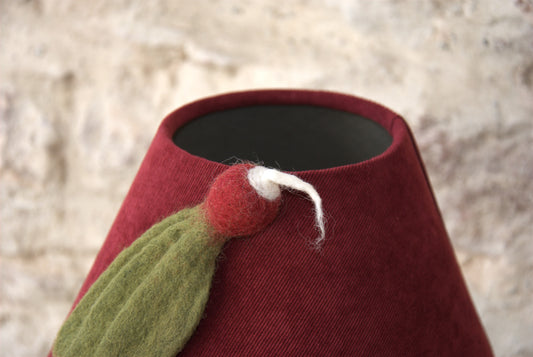 Lampe à poser  enfants "Les betteraves", bocal verre et abat-jour velours et lin lavé.