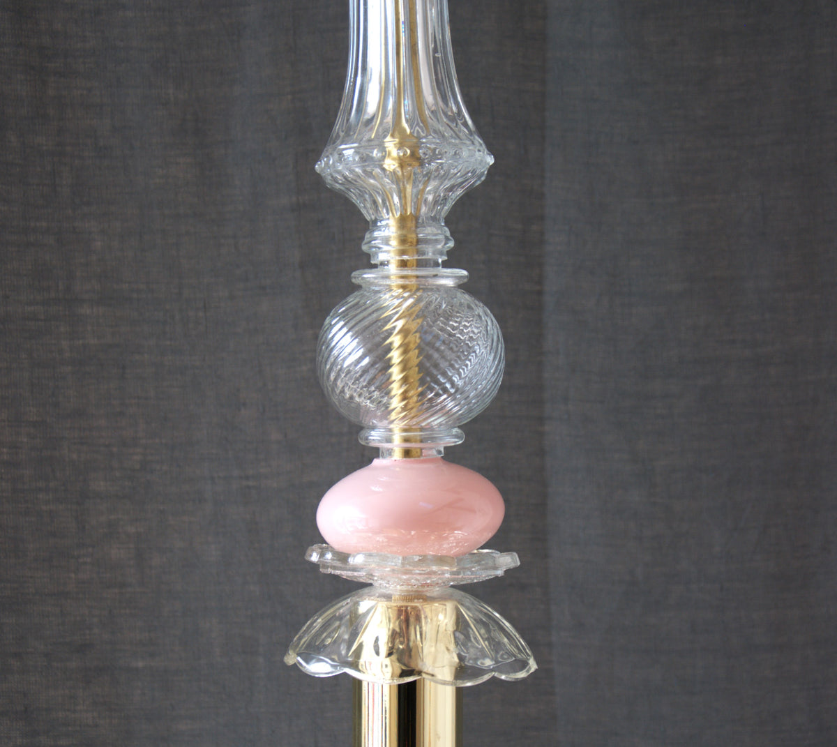 Lustre vintage "Colette" , verre, cristal , opaline. Série 3. Pièce unique.