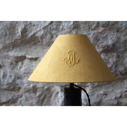 Lampe à poser Tyros abat jour conique lin, pièce unique.