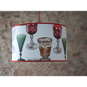 Drum kitchen lampshade to hang covered with Cocktail Party wallpaper from LIVETTES WALLPAPERS