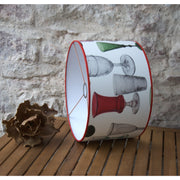 Drum kitchen lampshade to hang covered with Cocktail Party wallpaper from LIVETTES WALLPAPERS