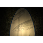 Oval kitchen wall light with Blue Sardines wallpaper from Livettes Wallpapers.