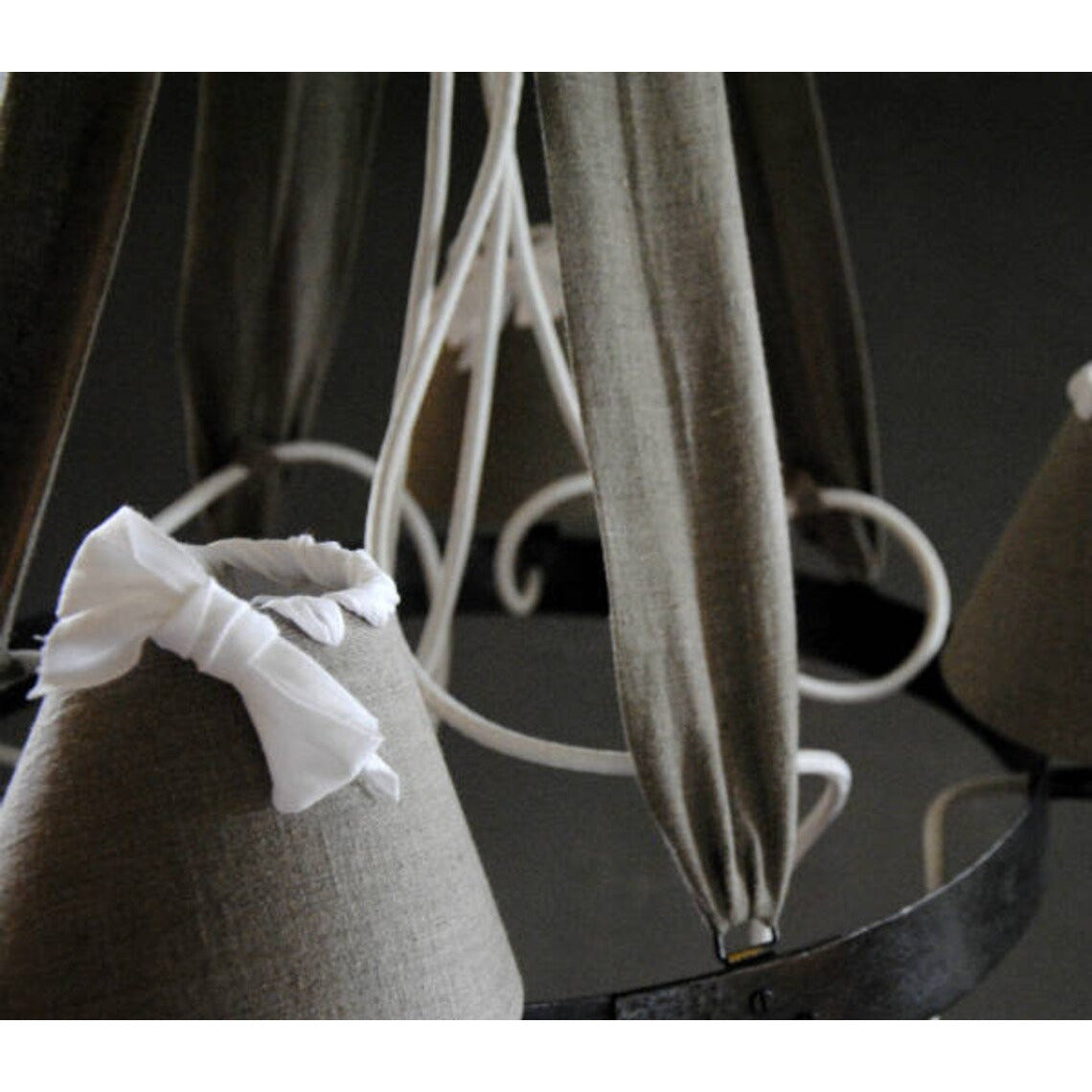 Suspension Luminaire Rustique pour Salon, Chandelier Romantique lin et métal Farmhouse Design, Lustre Suspension Chambre