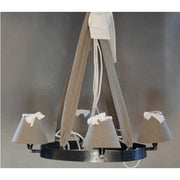 Suspension Luminaire Rustique pour Salon, Chandelier Romantique lin et métal Farmhouse Design, Lustre Suspension Chambre