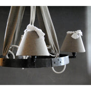 Suspension Luminaire Rustique pour Salon, Chandelier Romantique lin et métal Farmhouse Design, Lustre Suspension Chambre