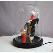 Custom Handmade Rat Table Lamp Decor, Musician Artist Porcelain Desk Lamp Decor Gift, Rat & Radio Glass Globe Lamp Industrial Lighting