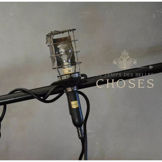 Industrial Metal Walking Cage Lamp Lighting, Vintage Retro Table 4m Long Cable Lamp, Retro Farmhouse Vintage Lighting Decor