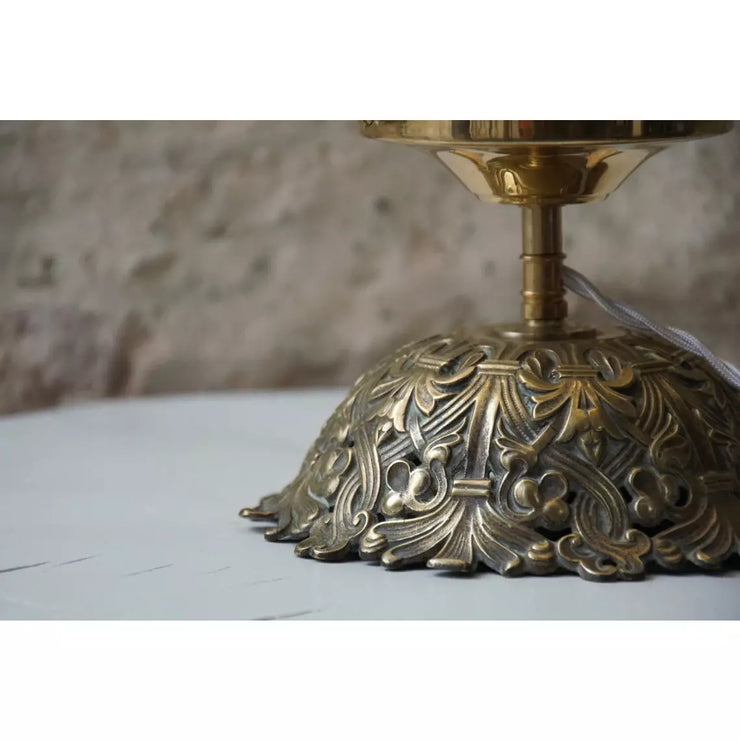 Lampe à poser Art deco, table or Desk Lamp Room Decor, Vintage Opaline Globe Bronze Lamp, Retro Victorian Lamp Decor with Bronze Foot