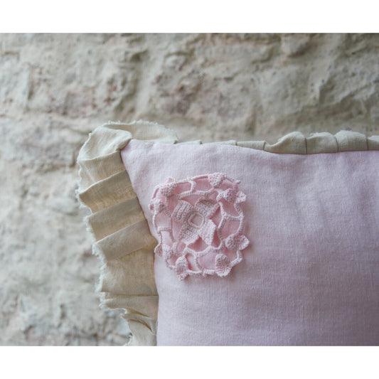Pink Linen Decorative Cushion Decor Gift for Kids, Vintage Style Cushion Kid's Room Decor, Sofa Decor Pillow Cushion, Decorative Pillow