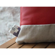 Decorative cushion Dutch Post bag and leather, industrial cushion, upcycling cushion.