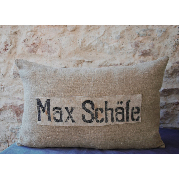 Coussin décoratif en lin , chanvre et chute de sac à grain allemand.