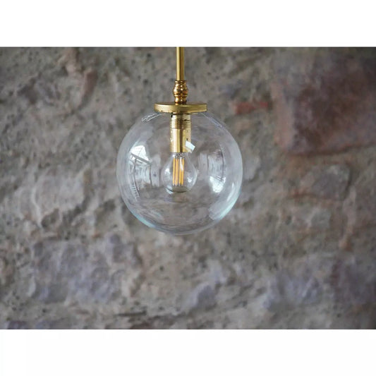Suspension moderne "Bubble" en laiton et verre. Pièce unique.