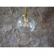 Modern suspension "Bubble" in brass and glass. Unique piece.
